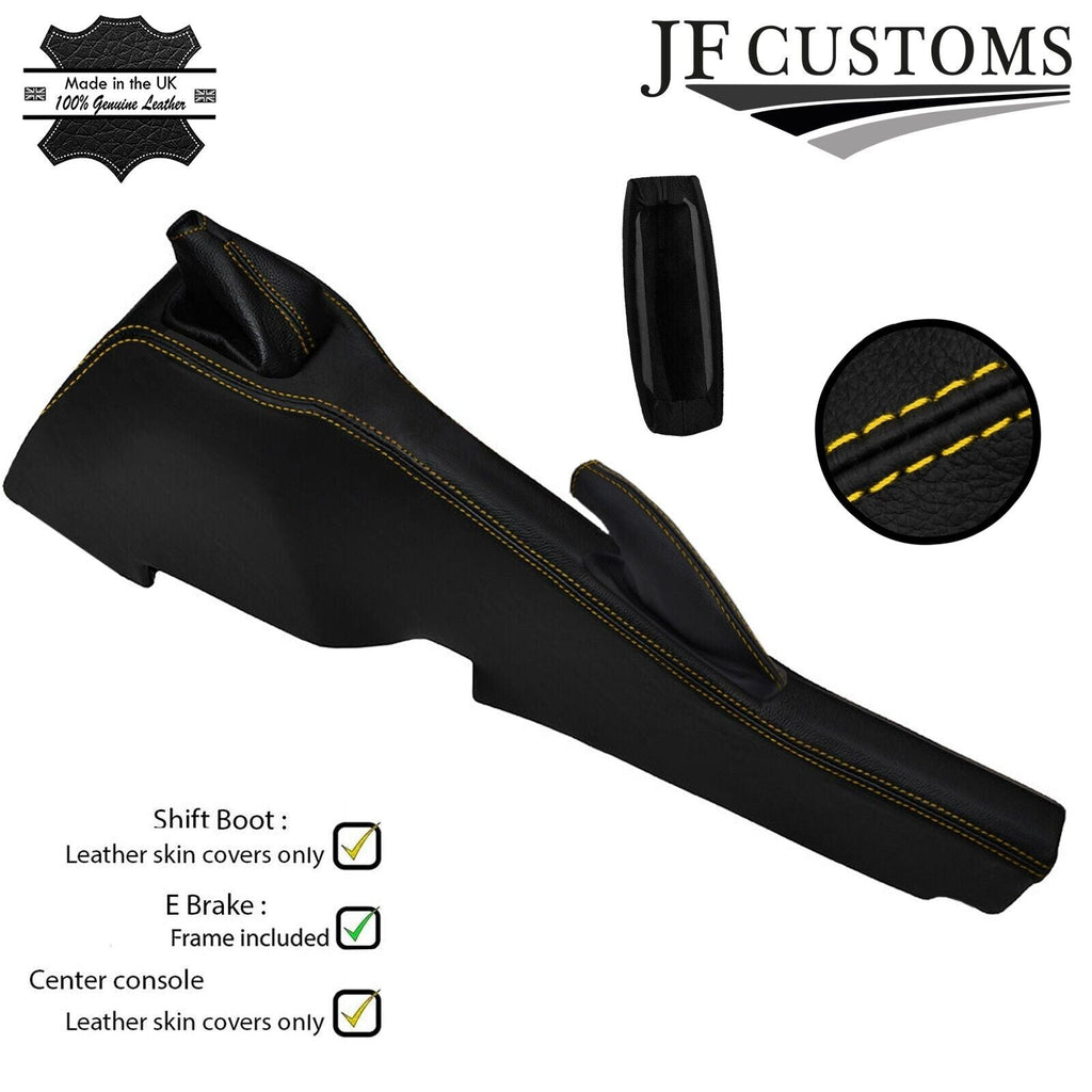 YELLOW STITCH LEATHER GAITER SET+FRAME+CONSOLE TUNNEL COVERS FOR VAUXHALL VX220
