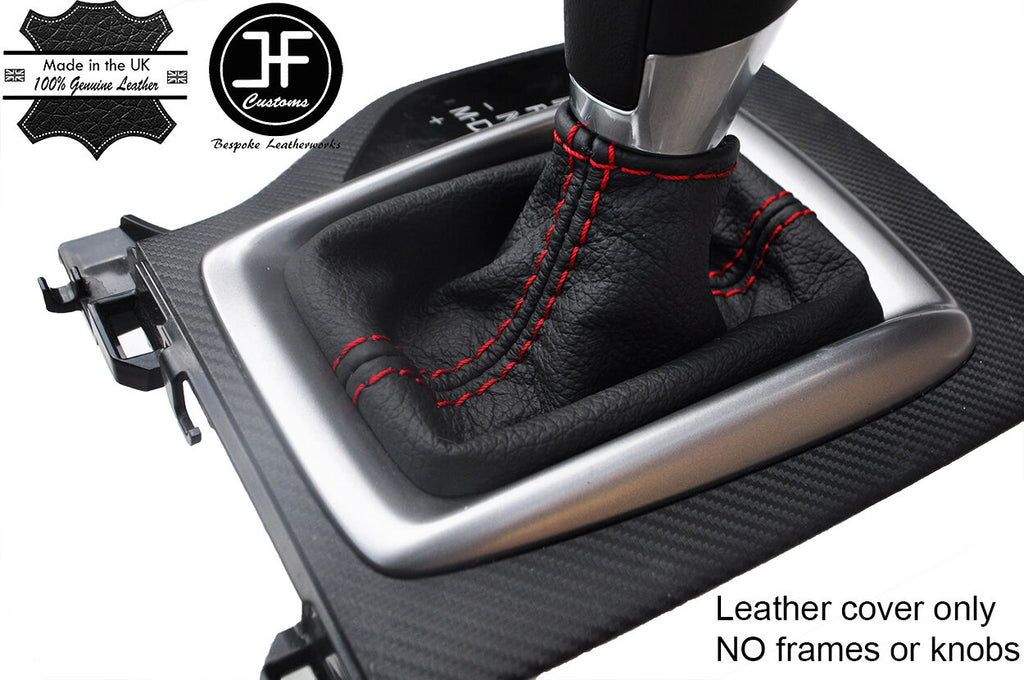 RED STITCHING LEATHER AUTO AUTOMATIC GEAR GAITER FITS MAZDA 3 2014-2017