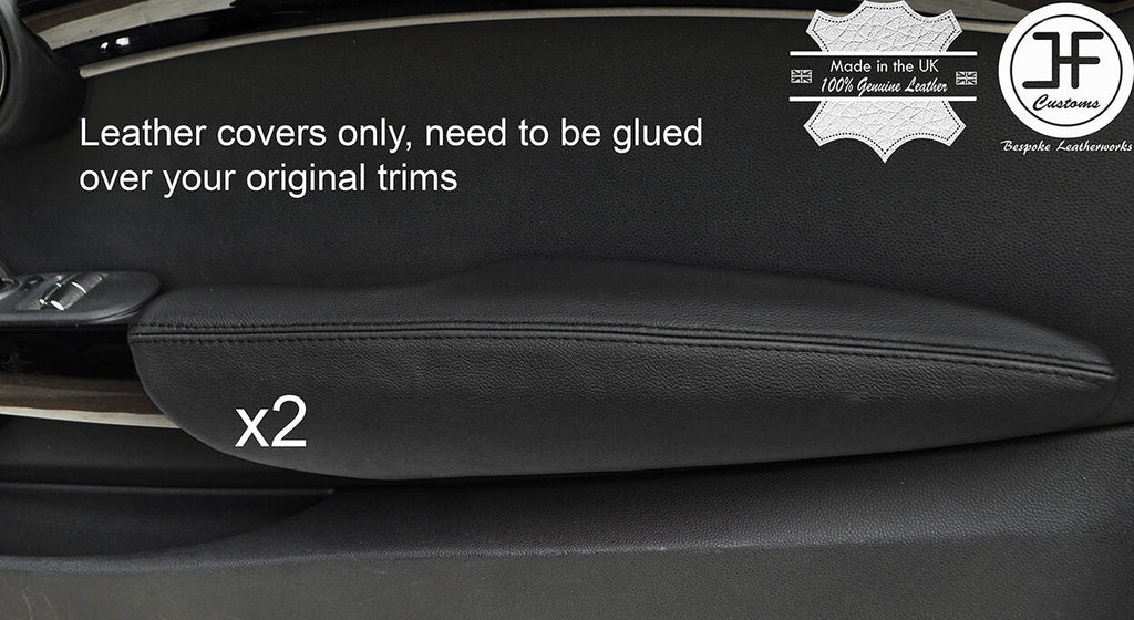 BLACK & BLACK LEATHER 2X FRONT DOOR ARMREST COVERS FOR BMW MINI COOPER F56 14-17