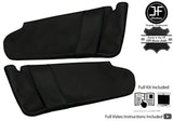 BLACK CROSS STITCH 2X SUN VISOR LEATHER COVERS FITS VW T6 TRANSPORTER NO MIRROR