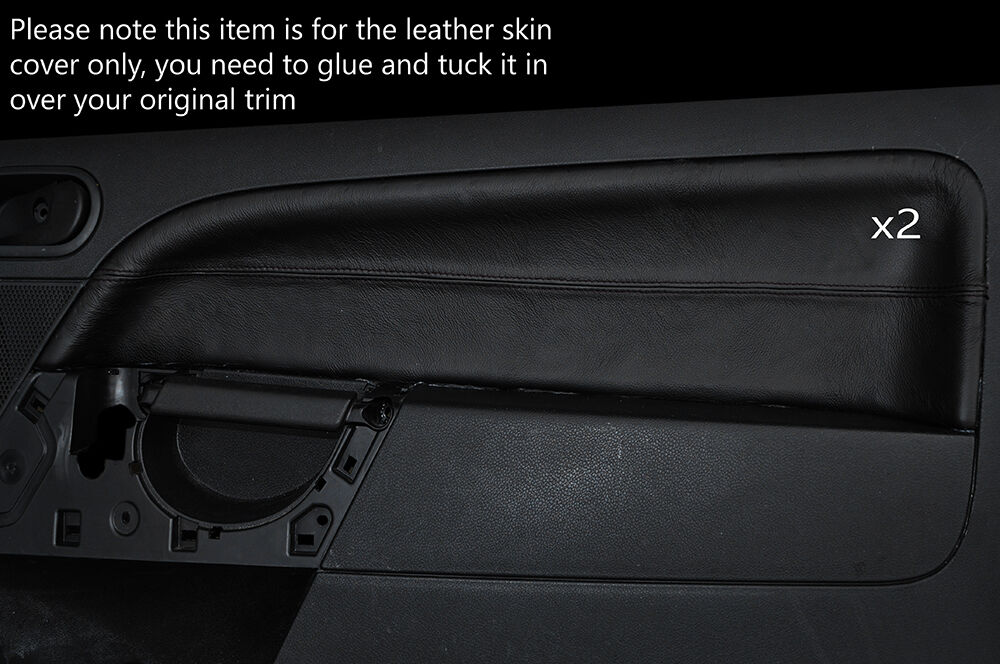 BLACK STITCH 2X FRONT DOOR CARD TRIM SKIN COVERS FITS FIESTA MK6 02-08 3 DOOR