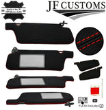 RED CROSS STITCH 2X SUN VISOR COVERS FOR NISSAN SKYLINE R34 GTR GT-T 99-02