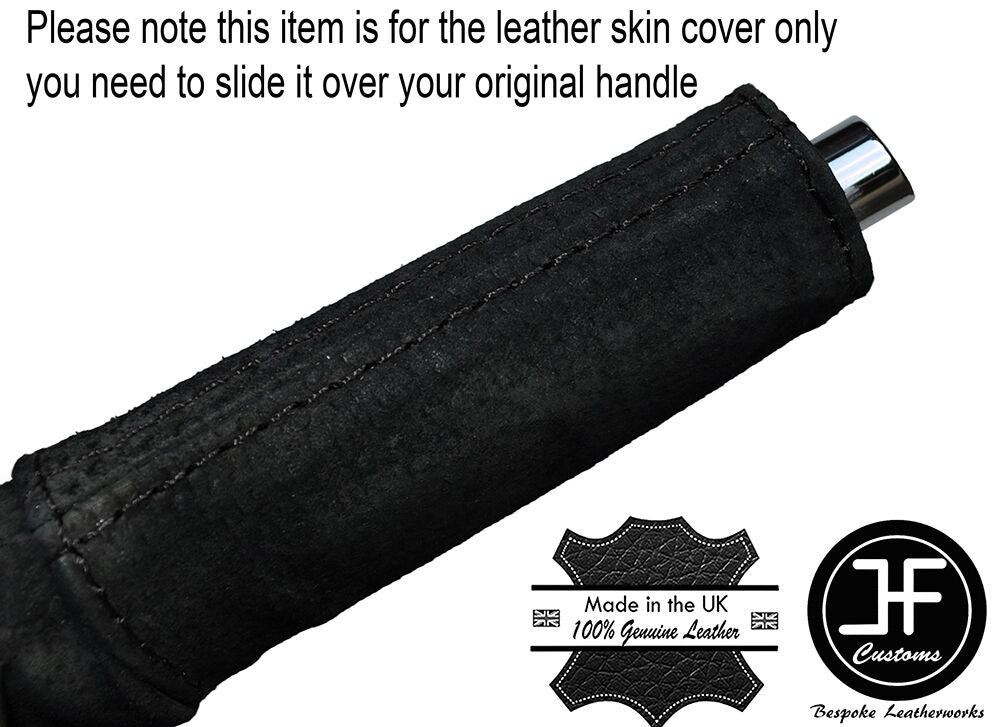 BLACK STITCH E BRAKE HANDBRAKE HANDLE SUEDE COVER FITS FORD MUSTANG 2015-2017
