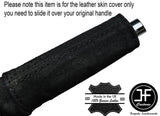 BLACK STITCH E BRAKE HANDBRAKE HANDLE SUEDE COVER FITS FORD MUSTANG 2015-2017