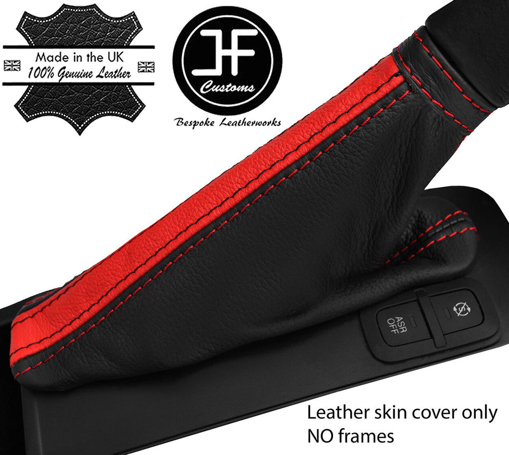 BLACK & RED LEATHER HANDBRAKE GAITER FITS VAUXHALL OPEL COMBO D MK3 2013-2018