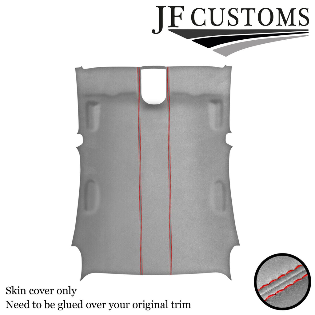 RED STITCH L GREY LUXE- SUEDE ROOF HEADLINER COVER FOR JAGUAR S TYPE 99-07