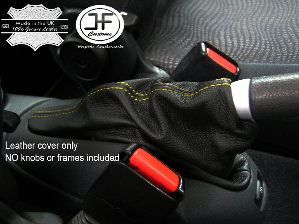 YELLOW STITCHING FITS BMW MINI R50 R53 2001-2006 HANDBRAKE SLEEVECOVER LEATHER