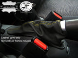 YELLOW STITCHING FITS BMW MINI R50 R53 2001-2006 HANDBRAKE SLEEVECOVER LEATHER