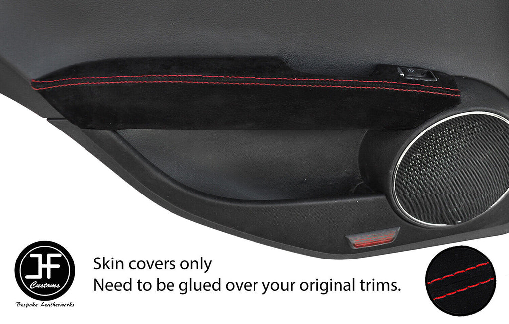 RED STITCH 2X REAR DOOR ARMREST SUEDE COVER FOR MERCEDES C CLASS W204 07-14