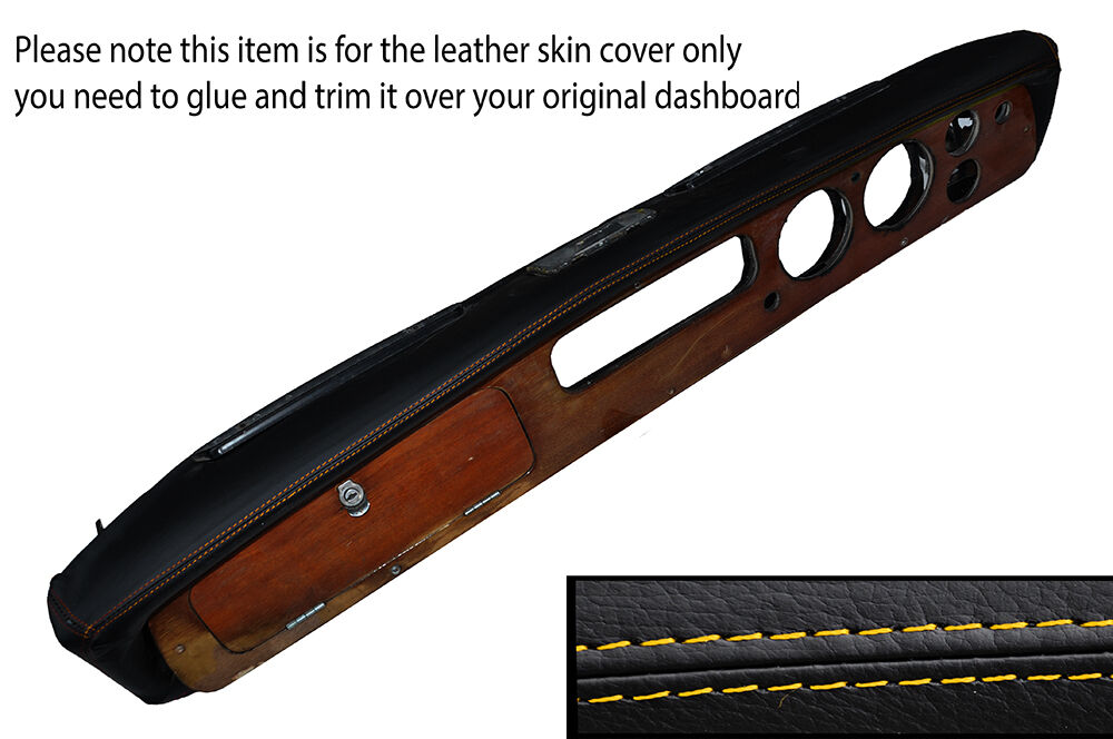 YELLOW STITCHING DASH DASHBOARD LEATHER SKIN COVER FITS TRIUMPH VITESSE MK2