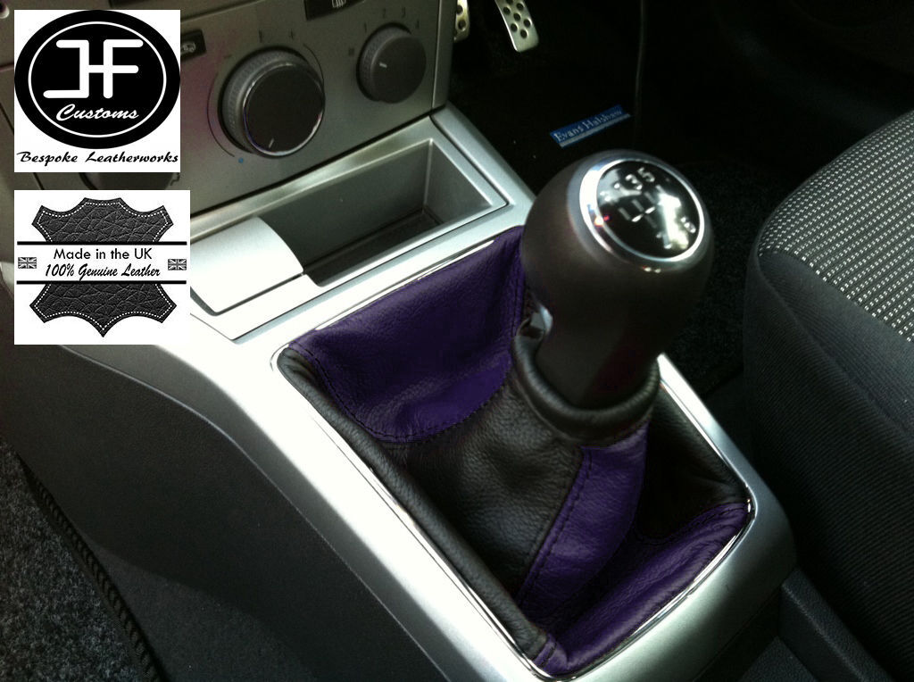 BLACK PURPLE FITS OPEL VAUXHALL ASTRA H MK5 MKV STICK GEAR GAITER LEATHER