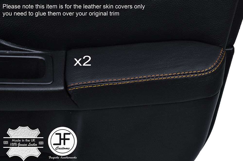 YELLOW STCH 2X FRONT DOOR ARMREST LEATHER COVER FOR SUBARU IMPREZA WRX STI 01-04