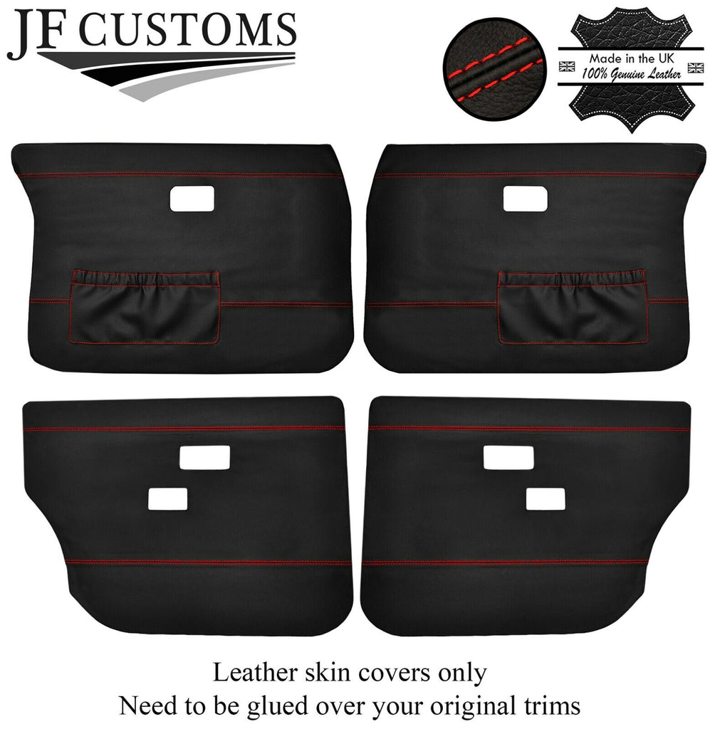 RED STITCH LEATHER 4X FRONT REAR DOOR COVER FOR VOLVO 144 145 244 245 264 265