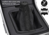 BLACK & BLACK STRIPE TOP GRAIN LEATHER MANUAL GEAR GAITER FITS MAZDA 6 08-12