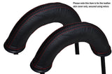 RED STITCH 2X REAR HEADREST SKIN COVERS FITS PEUGEOT 206 CC CONVERTIBLE 00-10