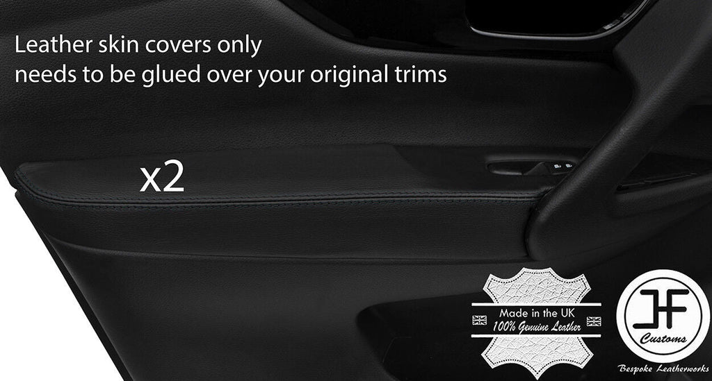 BLACK STITCH 2X FRONT DOOR ARMREST REAL LEATHER COVERS FITS QASHQAI J11 13-18