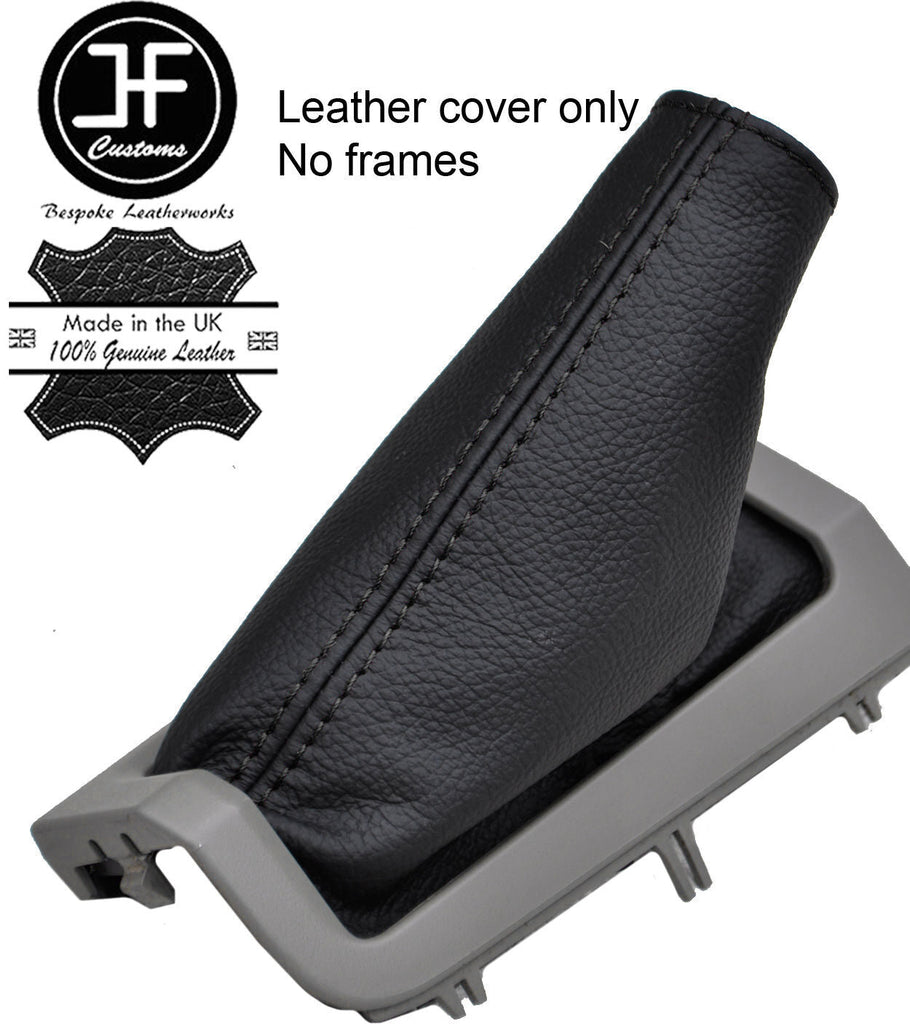 BLACK STITCH FITS VOLVO V70  2000-2004 BLACK HANDBRAKE GAITER REAL LEATHER COVER