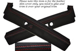 RED STITCH 2X B PILLAR LEATHER SKIN COVERS FITS BMW 3 SERIES E36 COUPE 91-98