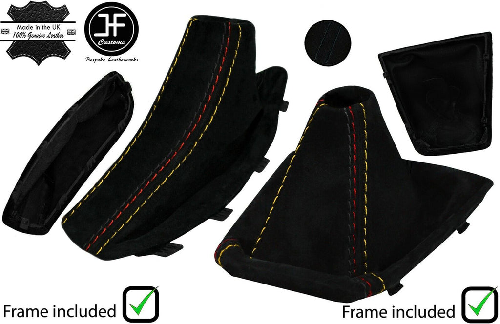 BLACK STITCH GERMAN STITCH SUEDE MANUAL GAITER SET + FRAME FOR BMW X3 E83 03-10