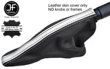 BLACK & WHITE TOP GRAIN LEATHER HANDBRAKE GAITER FOR BMW MINI R50 R52 R53 01-06