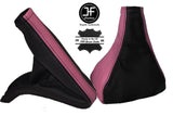 BLACK & PINK LEATHER GEAR & HANDBRAKE GAITER FITS VAUXHALL OPEL VECTRA B 96-02