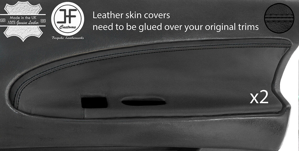 BLACK STITCH 2X DOOR CARD INSERT LEATHER COVER FITS HONDA PRELUDE MK4 1992-1996