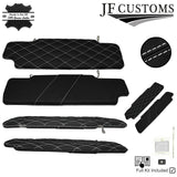 JF2 WHITE CROSS DIAMOND STITCH 2X SUN VISOR COVERS FOR LAND ROVER DEFENDER 07-14