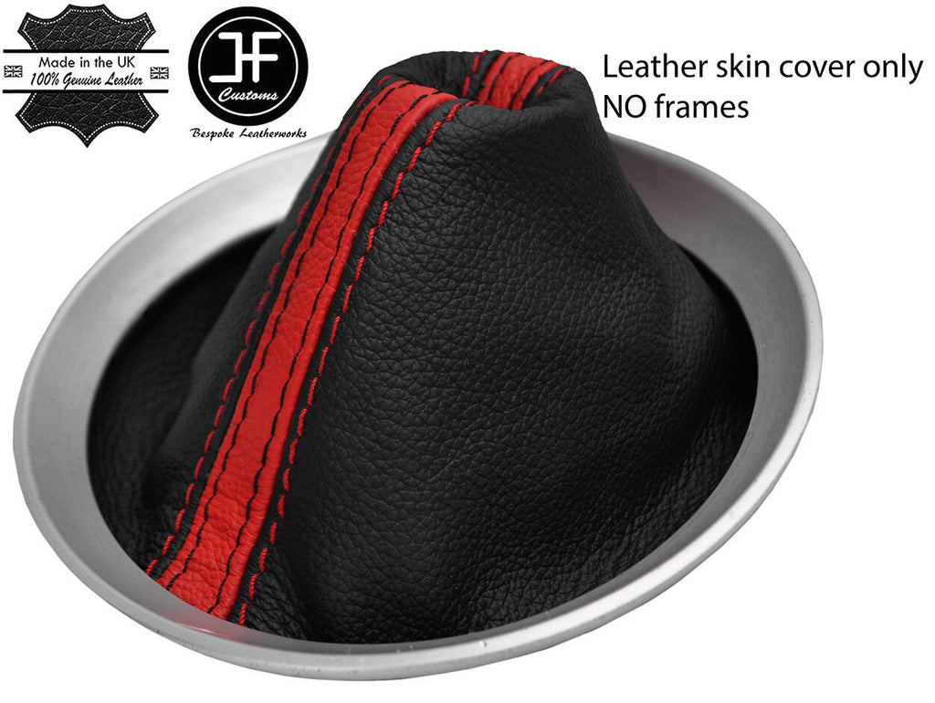 BLACK & RED STRIPE TOP GRAIN LEATHER GEAR GAITER FITS NISSAN 350Z Z33 02-09