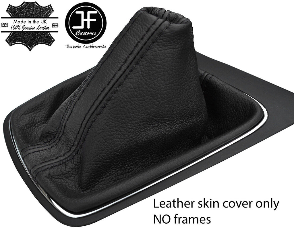 BLACK & BLACK STRIPE TOP GRAIN LEATHER GEAR GAITER FOR SEAT LEON MK3 12-17
