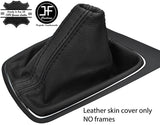 BLACK & BLACK STRIPE TOP GRAIN LEATHER GEAR GAITER FOR SEAT LEON MK3 12-17