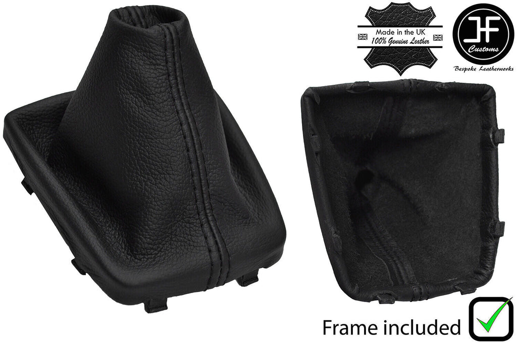 BLACK STITCH LEATHER GEAR GAITER+PLASTIC FRAME FITS HYUNDAI GENESIS COUPE 13-16