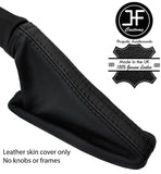 BLACK & BLACK STRIPE TOP GRAIN LEATHER HANDBRAKE GAITER FOR SEAT LEON MK3 12-17