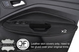 BLACK STITCHING 2X FRONT DOOR CARD TRIM LEATHER COVERS FITS FORD KUGA MK2 13-17