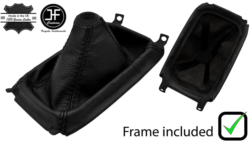 BLACK LEATHER GEAR GAITER + PLASTIC FRAME +TOP RING FOR HONDA CRX DEL SOL 92-98