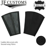 BLACK STITCH 2X SEAT BELT STALK TALL COVERS FOR AUDI Q2 2016-2022 CUSTOM NEW