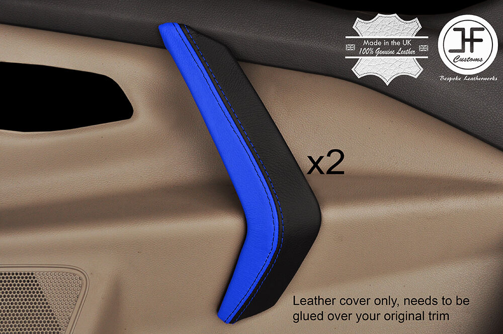 BLACK & BLUE 2X FRONT DOOR HANDLE SKIN COVERS FITS FORD TRANSIT CUSTOM MK8 2014+