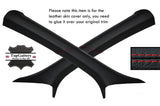 RED STITCHING 2X A POST PILLAR LEATHER SKIN COVERS FITS AUDI Q7 2006-2015