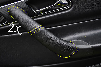 YELLOW STITCHING FITS MERCEDES SLK R170 1996-2003 2X DOOR HANDLE LEATHER COVERS
