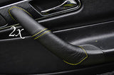 YELLOW STITCHING FITS MERCEDES SLK R170 1996-2003 2X DOOR HANDLE LEATHER COVERS
