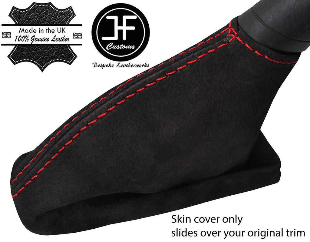 RED STITCHING REAL SUEDE HANDBRAKE GAITER FITS TOYOTA AURIS 2012-2018 CUSTOM NEW