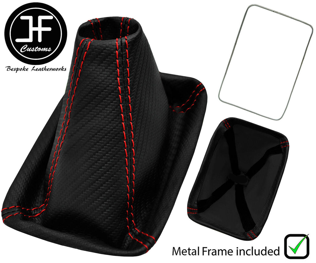 RED STITCH CARBON VINYL GEAR GAITER+METAL FRAME FOR TOYOTA MR2 MK1 AW11 85-89