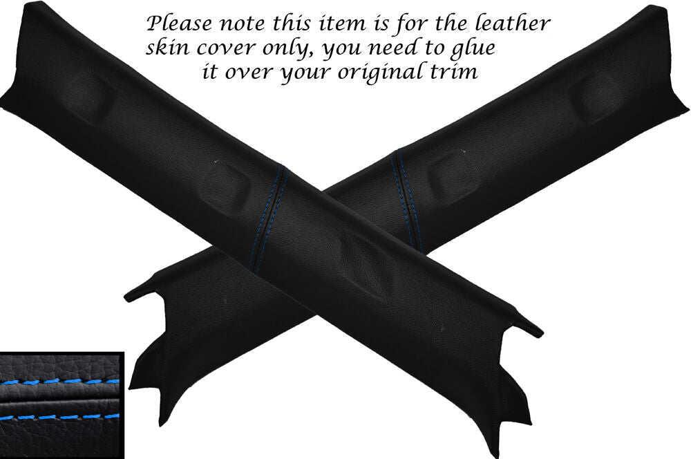 BLUE STITCH WINDSCREEN A PILLAR LEATHER COVERS FITS NISSAN PATROL Y61 98-13