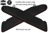 RED STITCH 2X SUN VISOR LEATHER COVERS FOR VW T5 TRANSPORTER NO MIRROR CUTOUT