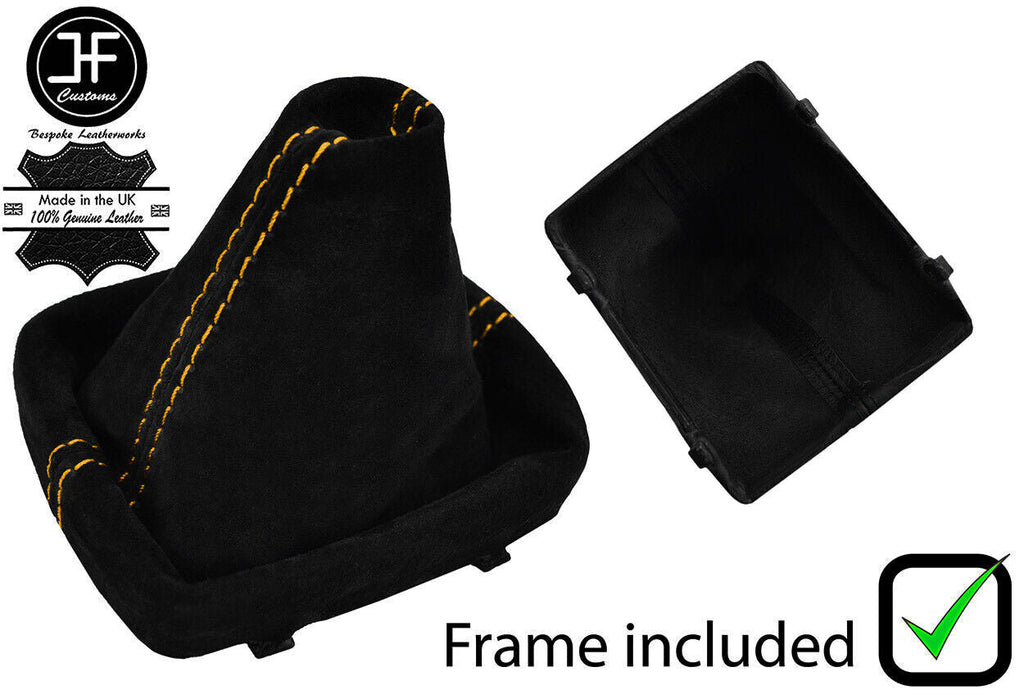 YELLOW STITCH SUEDE MANUAL GEAR GAITER + PLASTIC FRAME FOR AUDI A3 8V 2013-2018