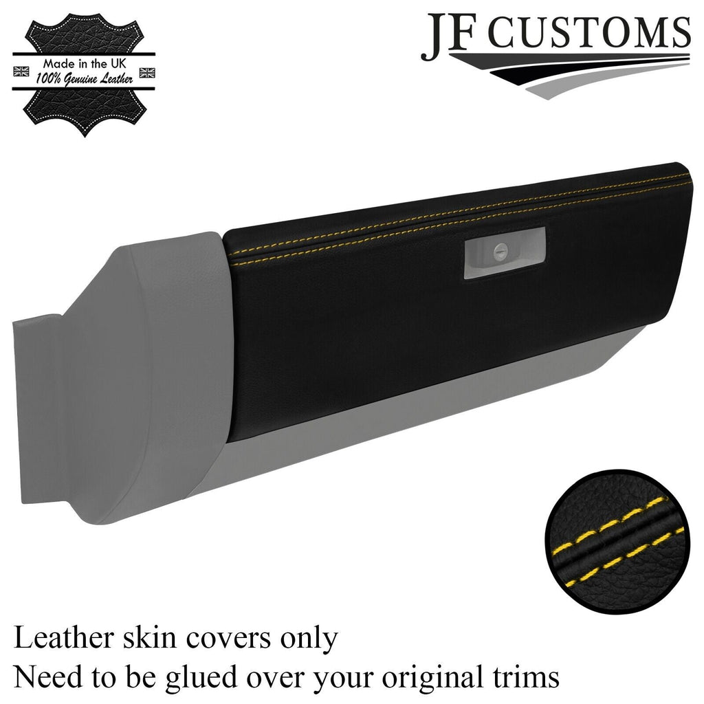 YELLOW STITCH LEATHER GLOVE BOX COVER FITS VW T4 TRANSPORTER CARAVELLE CAMPER