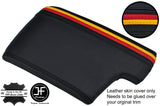 BLACK STITCH GERMAN LONG STRIPES LEATHER ARMREST COVER FOR BMW  E90 E91 E92 E93