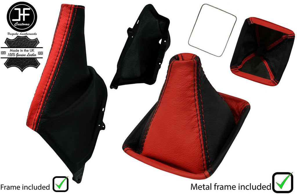 BLACK RED LEATHER GEAR + HANDBRAKE + FRAMES FOR TOYOTA JZX 100 CHASER 96-00