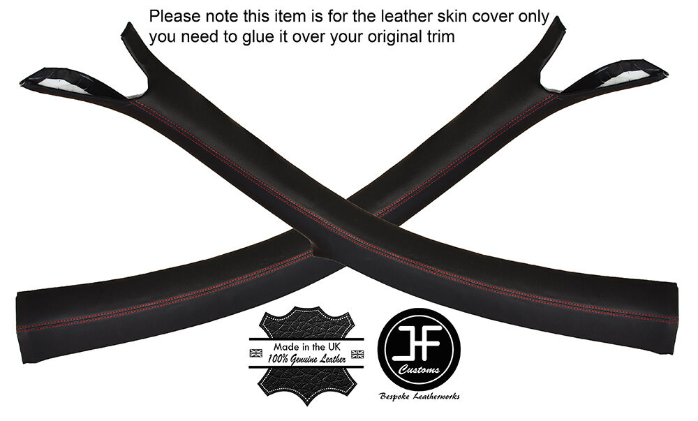 RED STITCH 2X A POST PILLAR LEATHER COVERS FITS AUDI TT MK2 2006-2014 COUPE