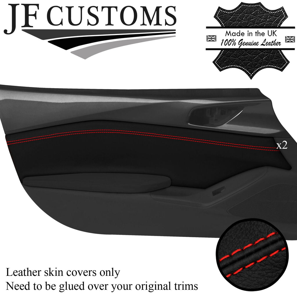 RED STITCH LEATHER 2X DOOR CARD TRIM INSERT COVERS FOR MAZDA MX5 MK4 ND 15-20