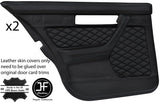 BLACK DIAMOND STITCH 2X REAR FULL DOOR CARD LEATHER COVERS FITS BMW E34 87-97